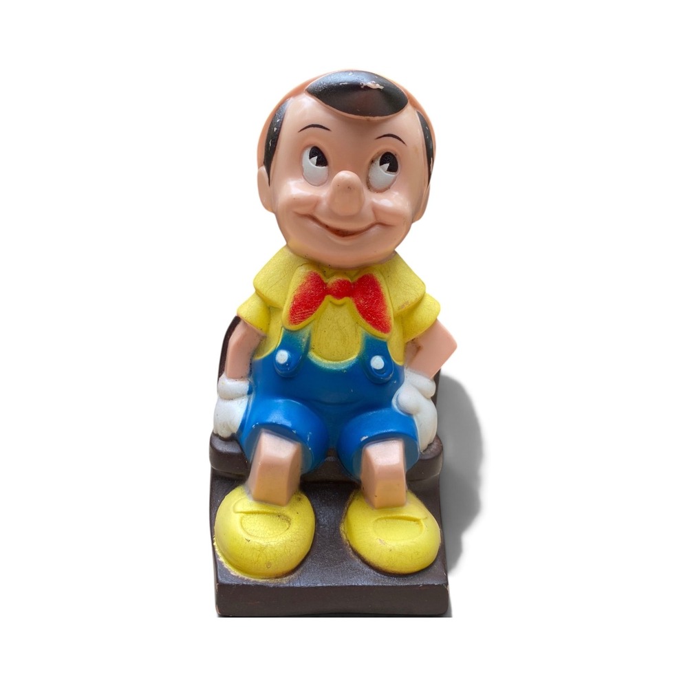 Walt Disney Productions Pinocchio Coin Bank Vintage Vinyl 7in Multi-Color